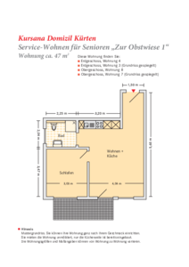 Service Wohnen im Haus 1, Wohnung Nr. 3, 4, 7, 8 (ca. 47 qm) 