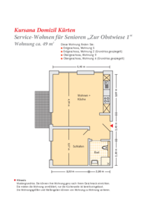 Service Wohnen im Haus 1, Wohnung Nr. 2, 5, 6, 9 (ca. 49 qm) 