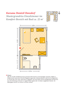 Grundrissbeispiel Einzelzimmer Komfort-Wohnbereich