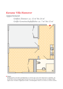 Appartement ca. 12-24 qm; Gemeinschaftsfläche ca. 7-12 qm