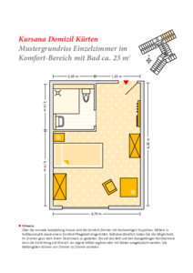 Einzelzimmer mit Bad (ca. 23 qm) im Pflegeheim – Komfort-Wohnbereich