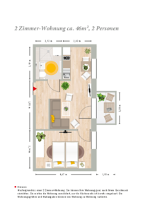 2 Zimmer Wohnung (ca. 46 qm) im betreuten Wohnen